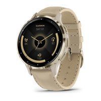 Спортивные часы Garmin Venu 3S French Gray Soft Gold c кожаным ремешком 010-02785-55