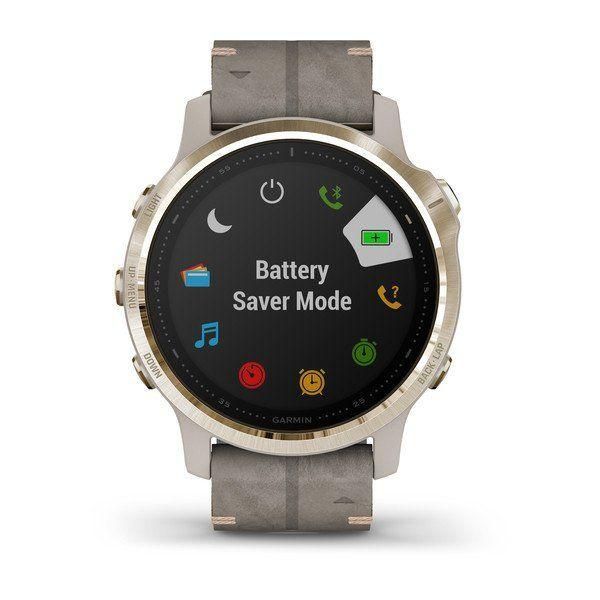 Спортивные часы Garmin Fenix 6S Light Gold-tone with Shale Gray Leather Band 010-02159-40