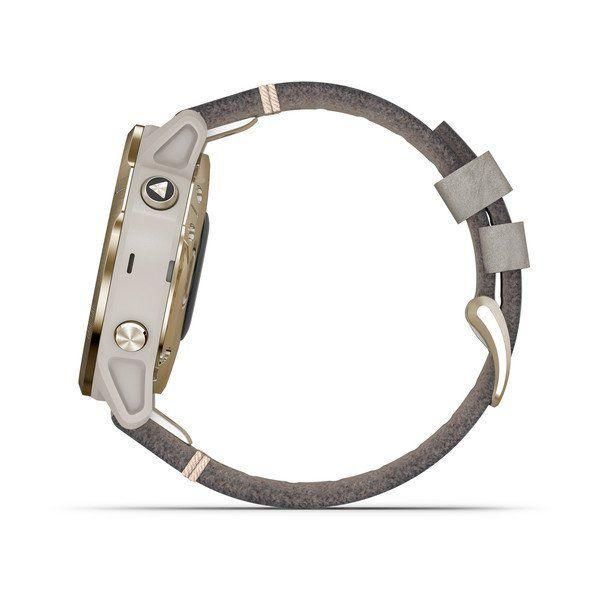 Спортивные часы Garmin Fenix 6S Light Gold-tone with Shale Gray Leather Band 010-02159-40
