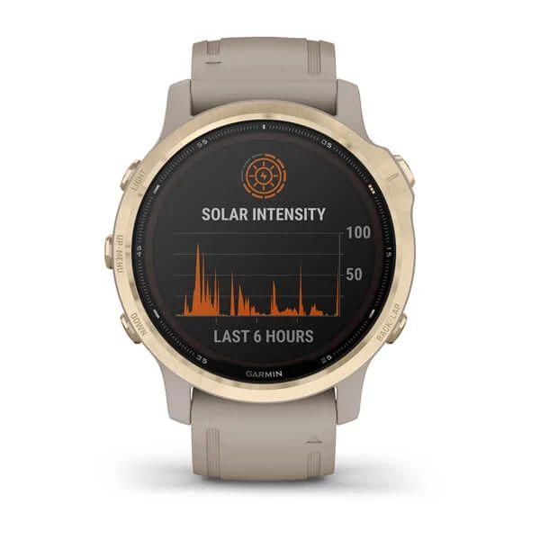Спортивные часы Garmin Fenix 6S Pro Solar Edition Light Gold with Light Sand Band 010-02409-11