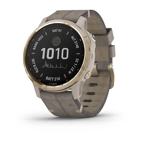 Спортивные часы Garmin Fenix 6S Pro Solar Light Gold with Shale Gray Suede Band 010-02409-26