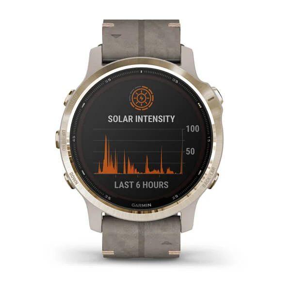 Спортивные часы Garmin Fenix 6S Pro Solar Light Gold with Shale Gray Suede Band 010-02409-26