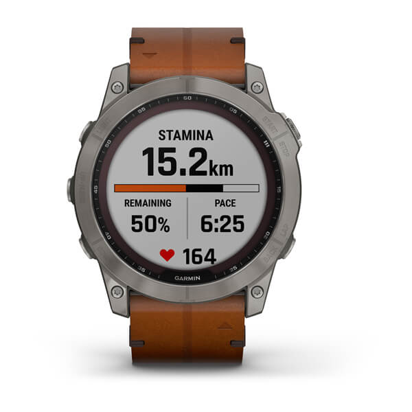 Спортивные часы Garmin Fenix 7X Sapphire Solar Titanium с коричневым кожаным ремешком 010-02541-19