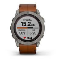 Спортивные часы Garmin Fenix 7X Sapphire Solar Titanium с коричневым кожаным ремешком 010-02541-19