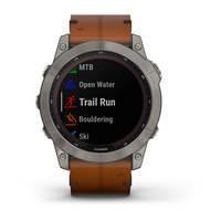 Спортивные часы Garmin Fenix 7X Sapphire Solar Titanium с коричневым кожаным ремешком 010-02541-19