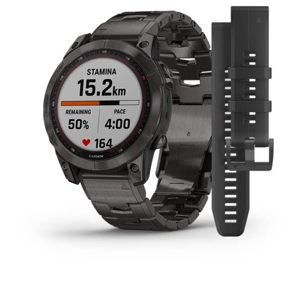 Спортивные часы Garmin Fenix 7 Sapphire Solar Carbon Gray DLC Titanium с титановым DLC браслетом 010-02540-39     