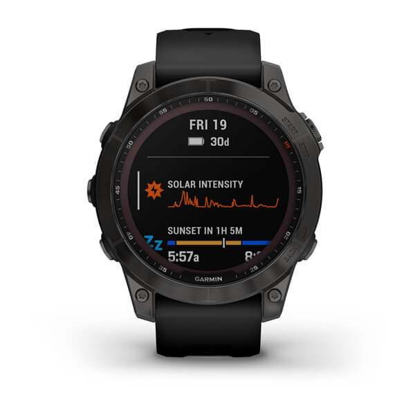 Спортивные часы Garmin Fenix 7 Sapphire Solar Black DLC Titanium с черным ремешком 010-02540-35