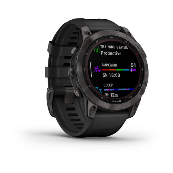 Спортивные часы Garmin Fenix 7 Sapphire Solar Black DLC Titanium с черным ремешком 010-02540-35