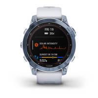 Спортивные часы Garmin Fenix 7 Sapphire Solar Mineral Blue DLC Titanium с белым ремешком 010-02540-25