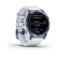 Спортивные часы Garmin Fenix 7 Sapphire Solar Mineral Blue DLC Titanium с белым ремешком 010-02540-25