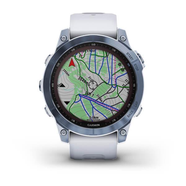 Спортивные часы Garmin Fenix 7 Sapphire Solar Mineral Blue DLC Titanium с белым ремешком 010-02540-25