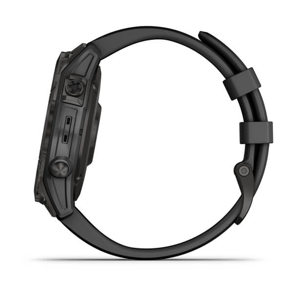 Спортивные часы Garmin Fenix 7 Sapphire Solar Carbon Grey DLC Titanium с черным ремешком 010-02540-21