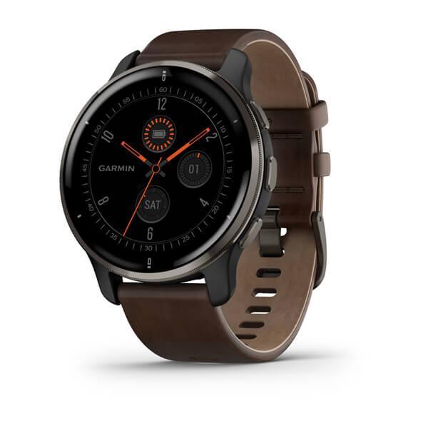 Спортивные часы Garmin Venu 2 Plus Black с кожаным ремешком 010-02496-15