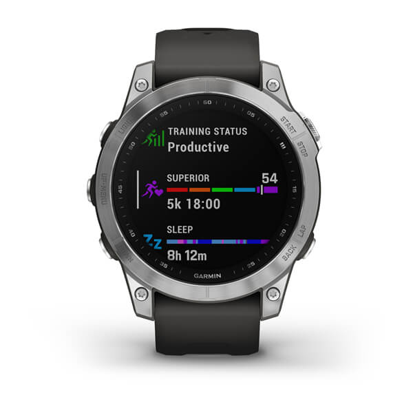 Спортивные часы Garmin Fenix 7 Silver with Graphite с силиконовым ремешком 010-02540-01
