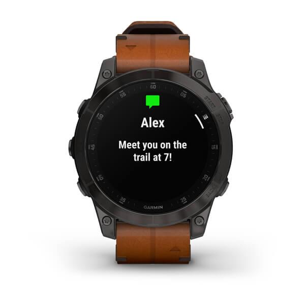Спортивные часы Garmin Epix Gen 2 Sapphire Black Titanium с коричневым кожаным ремешком 010-02582-30