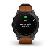 Спортивные часы Garmin Epix Gen 2 Sapphire Black Titanium с коричневым кожаным ремешком 010-02582-30