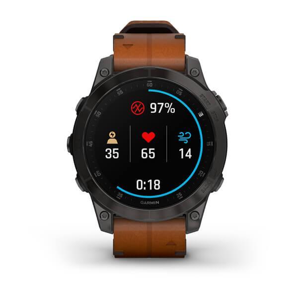 Спортивные часы Garmin Epix Gen 2 Sapphire Black Titanium с коричневым кожаным ремешком 010-02582-30