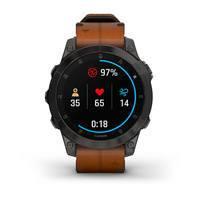 Спортивные часы Garmin Epix Gen 2 Sapphire Black Titanium с коричневым кожаным ремешком 010-02582-30