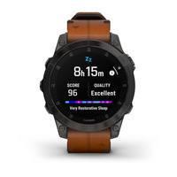 Спортивные часы Garmin Epix Gen 2 Sapphire Black Titanium с коричневым кожаным ремешком 010-02582-30