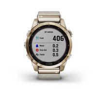 Спортивные часы Garmin Fenix 7S Sapphire Solar Cream Gold Titanium c кремовым нейлоновым ремешком 010-02539-39