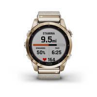Спортивные часы Garmin Fenix 7S Sapphire Solar Cream Gold Titanium c кремовым нейлоновым ремешком 010-02539-39