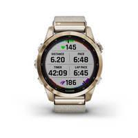 Спортивные часы Garmin Fenix 7S Sapphire Solar Cream Gold Titanium c кремовым нейлоновым ремешком 010-02539-39