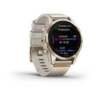 Спортивные часы Garmin Fenix 7S Sapphire Solar Cream Gold Titanium c кремовым нейлоновым ремешком 010-02539-39