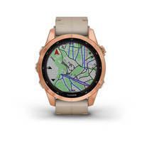 Спортивные часы Garmin Fenix 7S Sapphire Solar Rose Gold Titanium с песчаным кожаным ремешком 010-02539-35