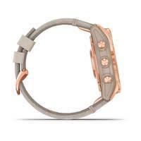 Спортивные часы Garmin Fenix 7S Sapphire Solar Rose Gold Titanium с песчаным кожаным ремешком 010-02539-35