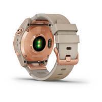 Спортивные часы Garmin Fenix 7S Sapphire Solar Rose Gold Titanium с песчаным кожаным ремешком 010-02539-35
