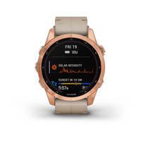 Спортивные часы Garmin Fenix 7S Sapphire Solar Rose Gold Titanium с песчаным кожаным ремешком 010-02539-35