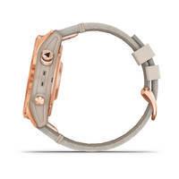 Спортивные часы Garmin Fenix 7S Sapphire Solar Rose Gold Titanium с песчаным кожаным ремешком 010-02539-35