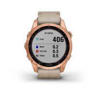 Спортивные часы Garmin Fenix 7S Sapphire Solar Rose Gold Titanium с песчаным кожаным ремешком 010-02539-35