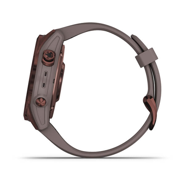 Спортивные часы Garmin Fenix 7S Sapphire Solar Dark Bronze Titanium с сланцево-серым силиконовым ремешком 010-02539-29