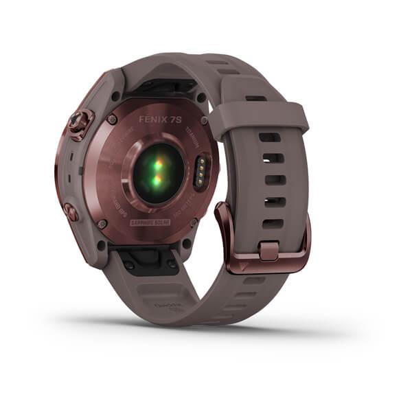 Спортивные часы Garmin Fenix 7S Sapphire Solar Dark Bronze Titanium с сланцево-серым силиконовым ремешком 010-02539-29