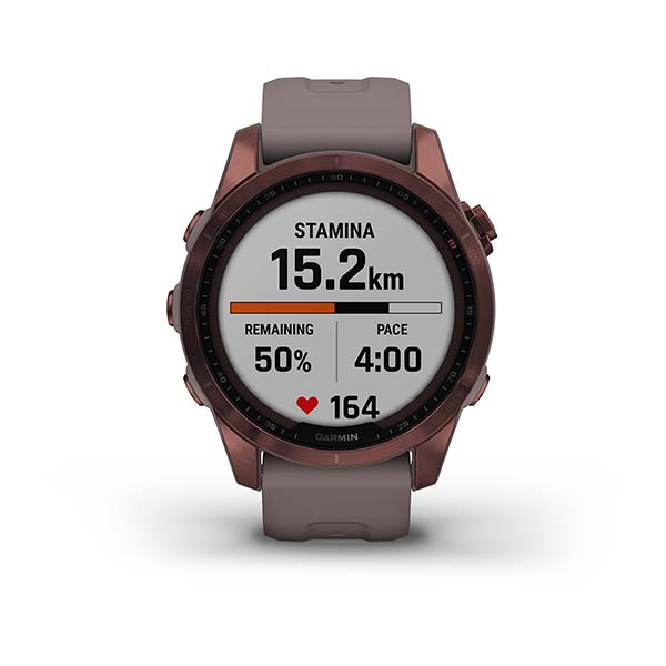 Спортивные часы Garmin Fenix 7S Sapphire Solar Dark Bronze Titanium с сланцево-серым силиконовым ремешком 010-02539-29