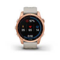 Спортивные часы Garmin Fenix 7S Solar Rose Gold с песочным силиконовым ремешком 010-02539-11