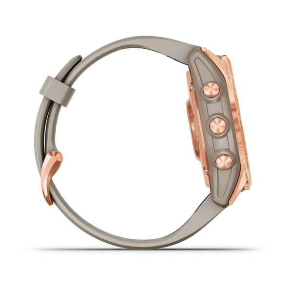 Спортивные часы Garmin Fenix 7S Solar Rose Gold с песочным силиконовым ремешком 010-02539-11