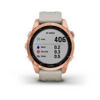 Спортивные часы Garmin Fenix 7S Solar Rose Gold с песочным силиконовым ремешком 010-02539-11