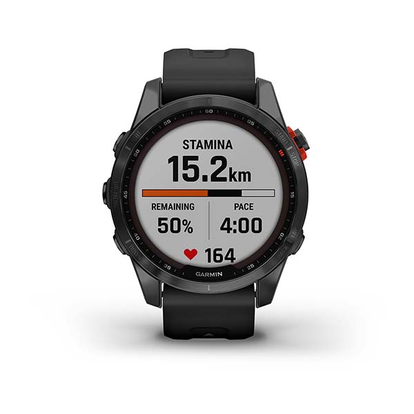 Спортивные часы Garmin Fenix 7S Solar Slate Grey Black с черным силиконовым ремешком 010-02539-13