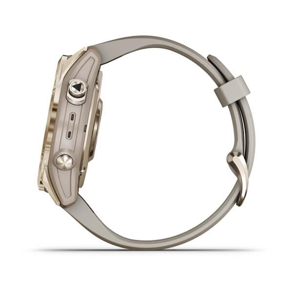 Спортивные часы Garmin Fenix 7S Sapphire Solar Cream Gold Titanium c кремовым нейлоновым ремешком 010-02539-21