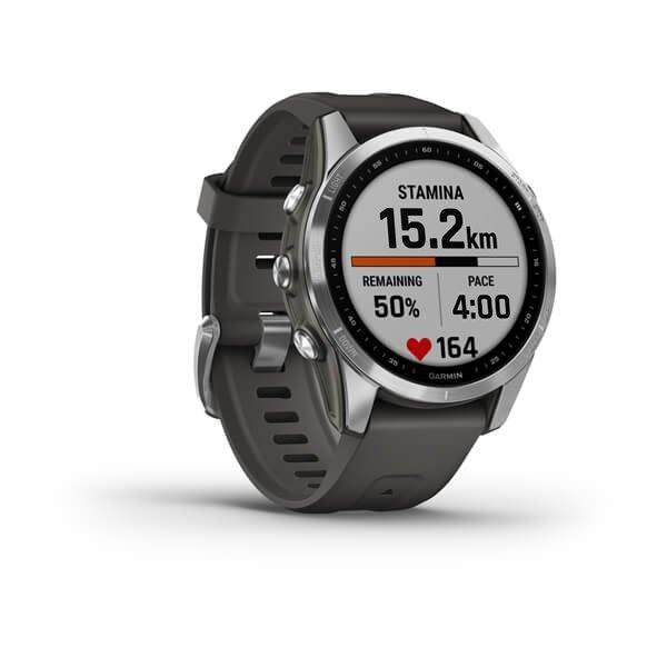 Спортивные часы Garmin Fenix 7S Silver with Graphite с силиконовым ремешком 010-02539-01