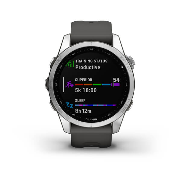Спортивные часы Garmin Fenix 7S Silver with Graphite с силиконовым ремешком 010-02539-01