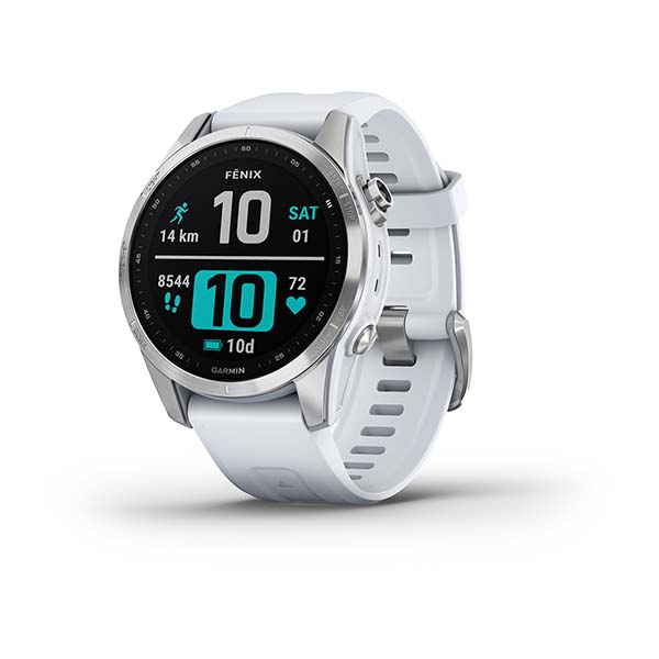 Спортивные часы Garmin Fenix 7S Silver с белым силиконовым ремешком 010-02539-03