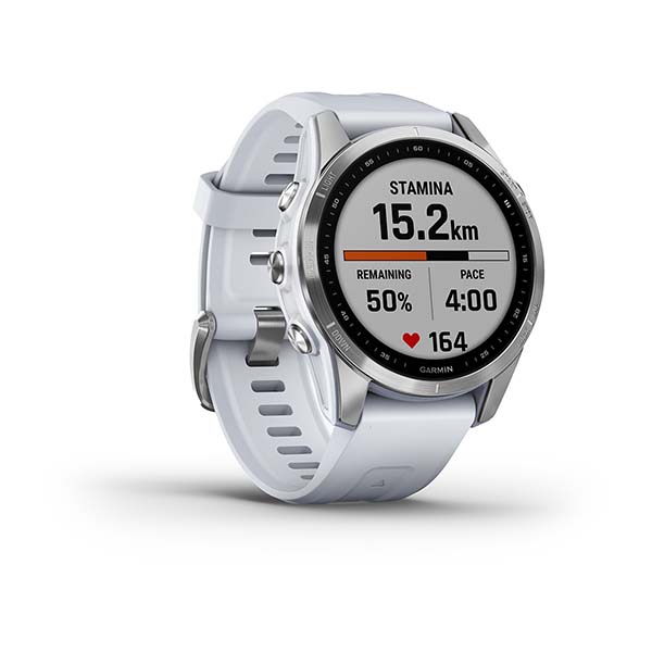 Спортивные часы Garmin Fenix 7S Silver с белым силиконовым ремешком 010-02539-03