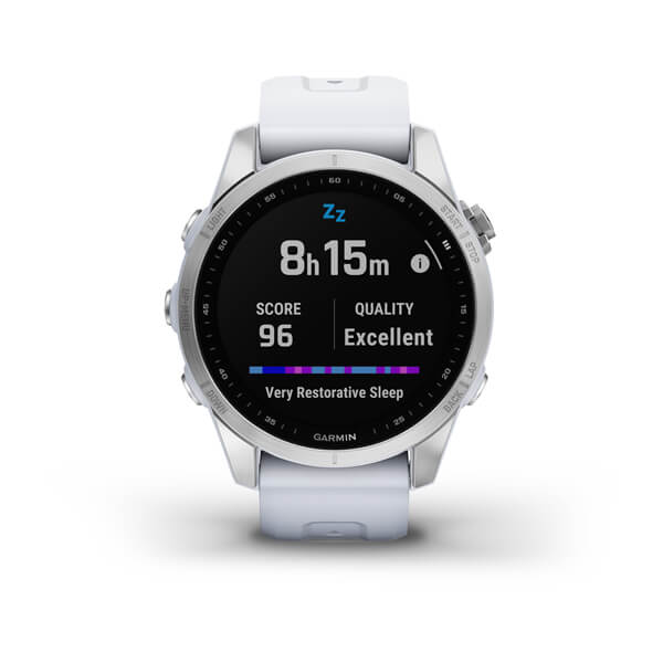 Спортивные часы Garmin Fenix 7S Silver с белым силиконовым ремешком 010-02539-03