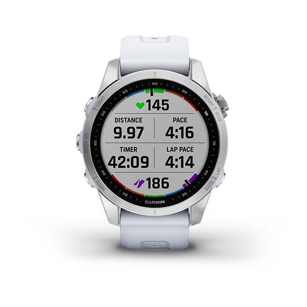 Спортивные часы Garmin Fenix 7S Silver с белым силиконовым ремешком 010-02539-03