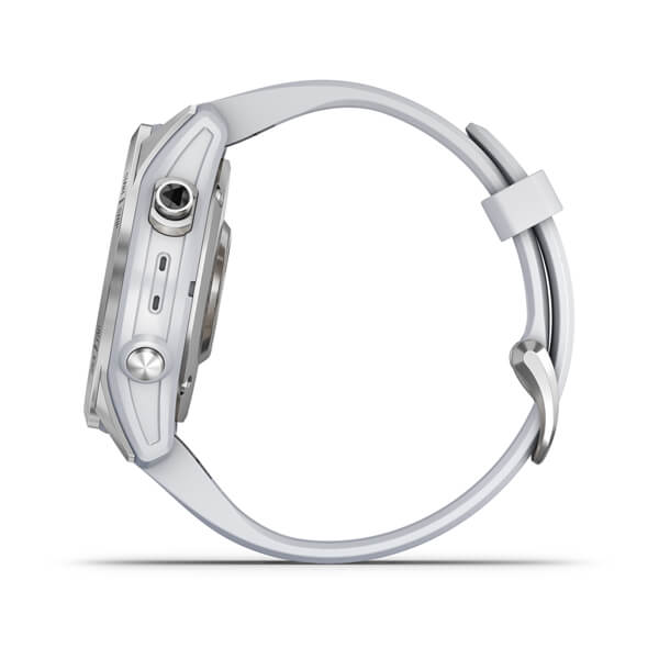 Спортивные часы Garmin Fenix 7S Silver с белым силиконовым ремешком 010-02539-03