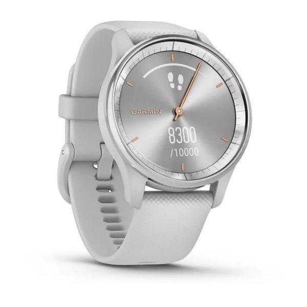 Гибридные смарт-часы Garmin vivomove Trend Silver с силиконовым ремешком 010-02665-03