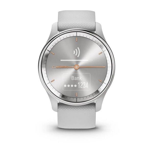 Гибридные смарт-часы Garmin vivomove Trend Silver с силиконовым ремешком 010-02665-03